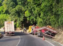 caminhao-transportando-telhas-bate-no-barranco-na-descida-da-serra-das-araras,-em-pirai